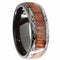 Men's 8mm Tungsten Ring Koa Wood Inlay With Laser Pattern Dome Wedding Band